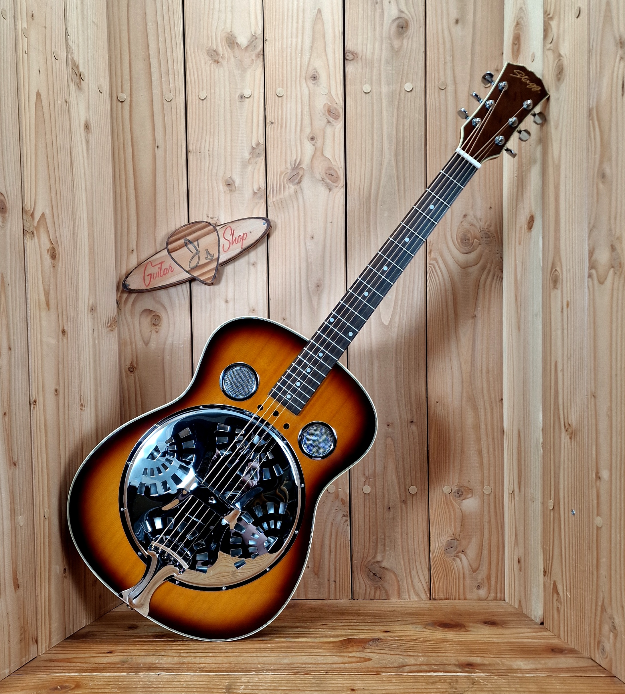 Stagg Square Neck Acoustic Resonator Gitarre, Slide Gitarre, Sunburst