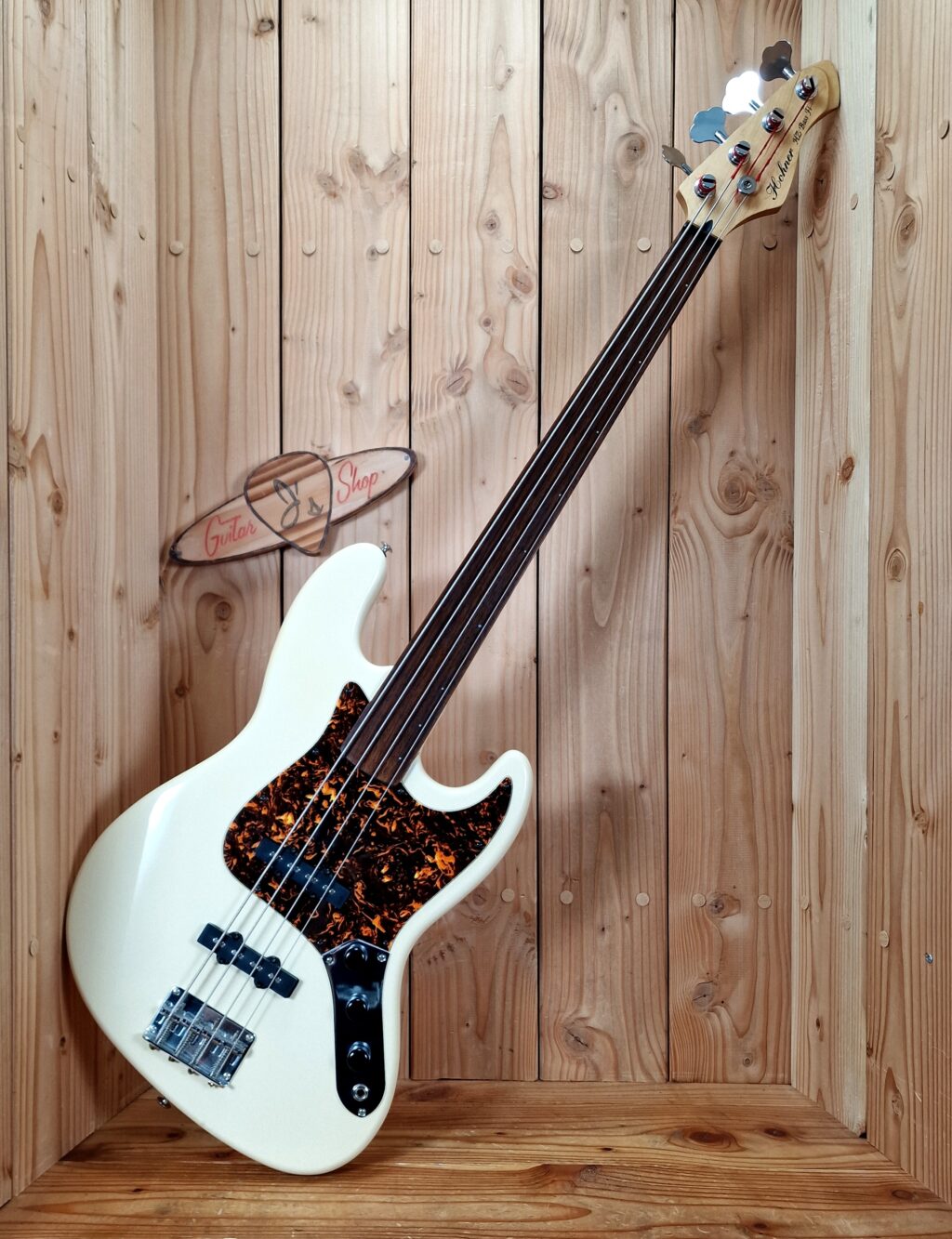 Hohner HZ-FL, Fretless Bass Ivory, 1990´s inkl. Koffer