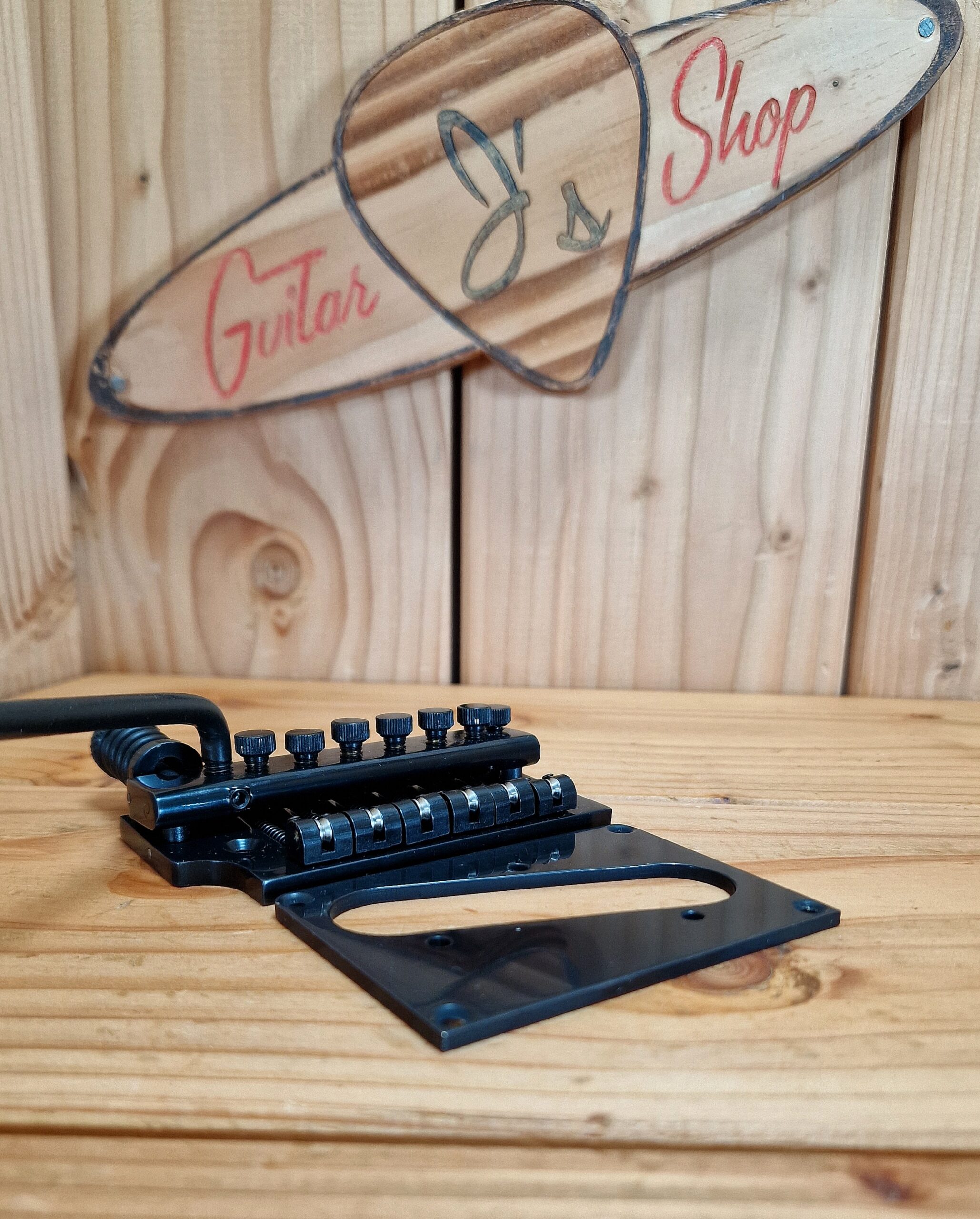 ABM T-Style Rollerbridge Feinstimmer Tremolo Schwarz 1980´s, Messing