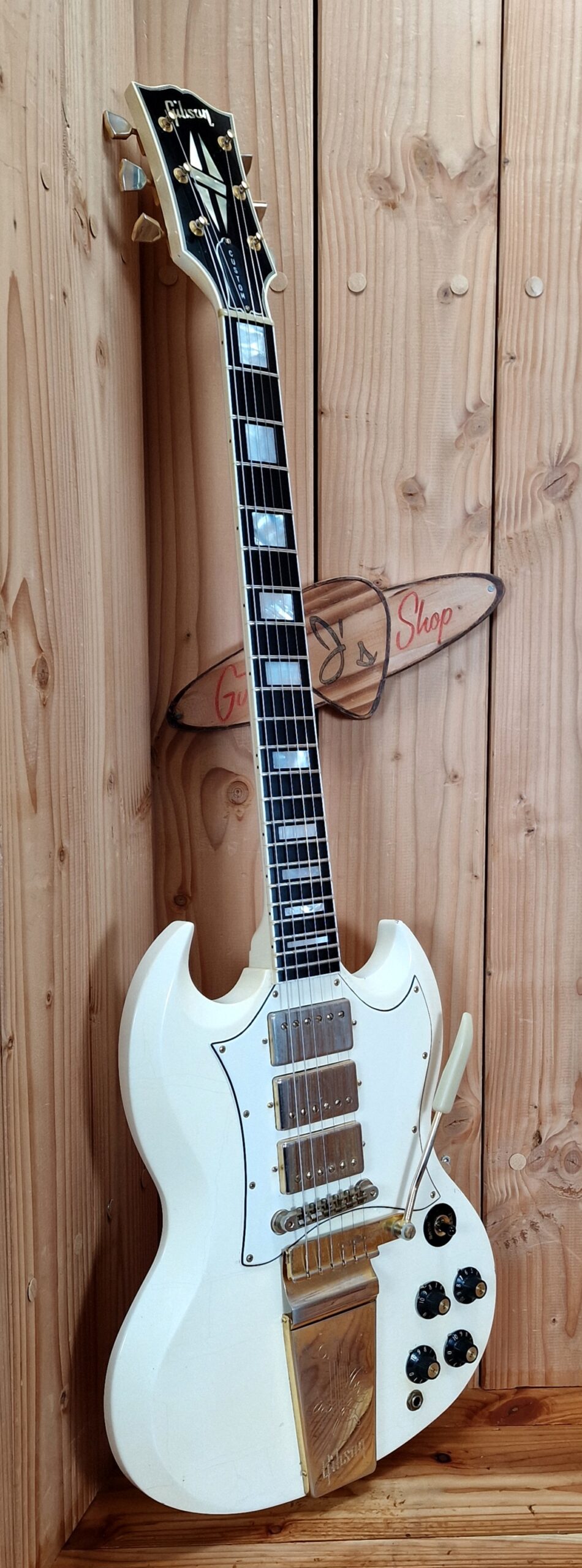 Gibson Custom Shop `67 Les Paul SG Custom 2008 Reissue Polaris White Jimi Hendrix Specs, aged – Bild 4