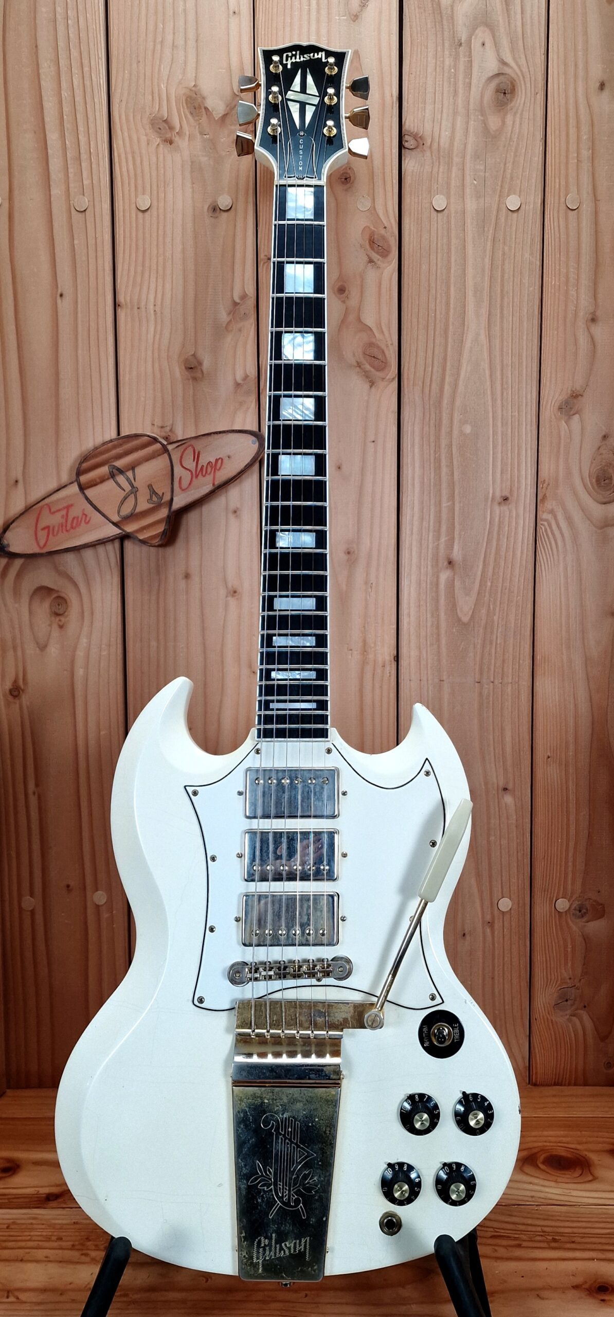 Gibson Custom Shop `67 Les Paul SG Custom 2008 Reissue Polaris White Jimi Hendrix Specs, aged – Bild 7