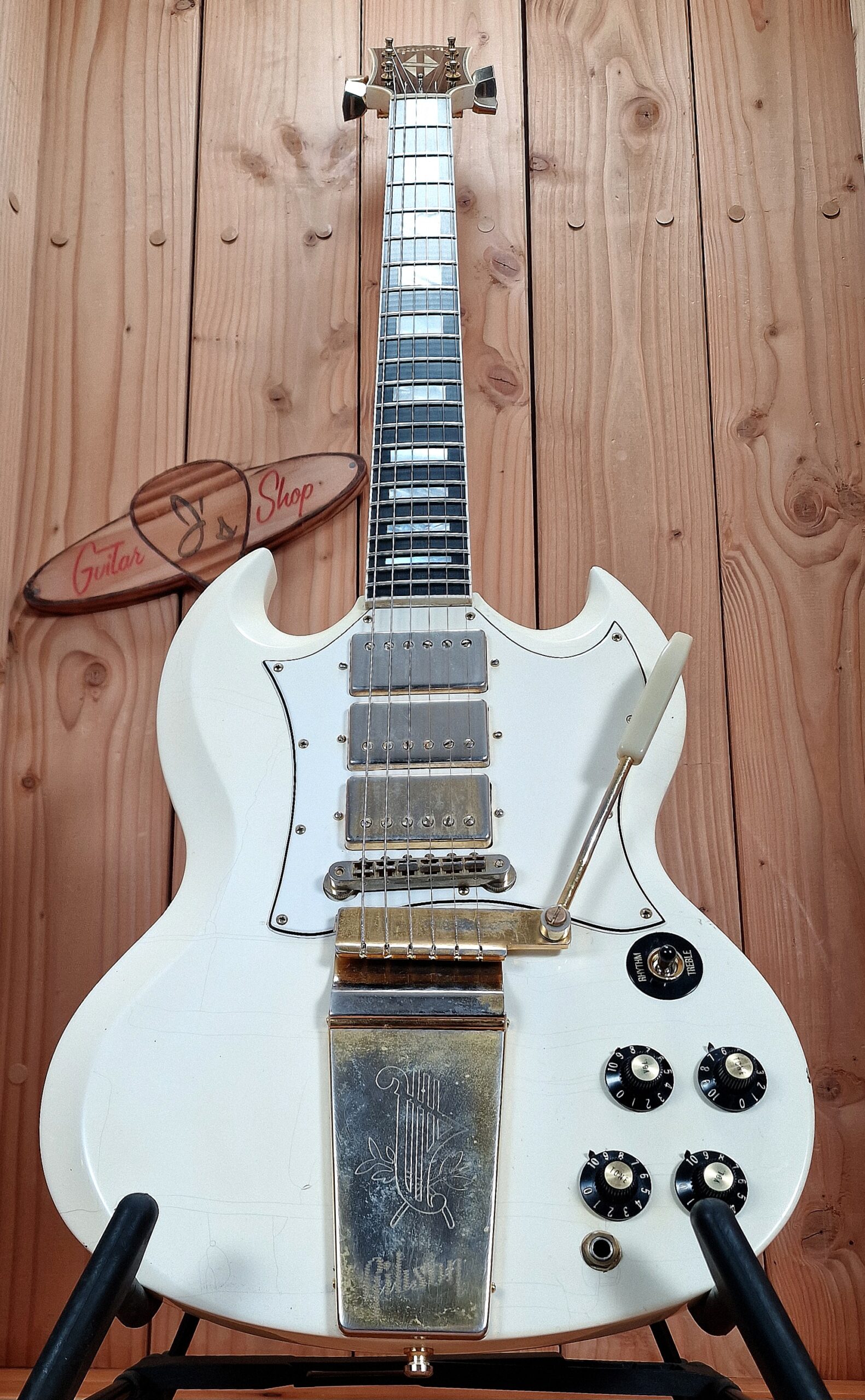 Gibson Custom Shop `67 Les Paul SG Custom 2008 Reissue Polaris White Jimi Hendrix Specs, aged – Bild 8