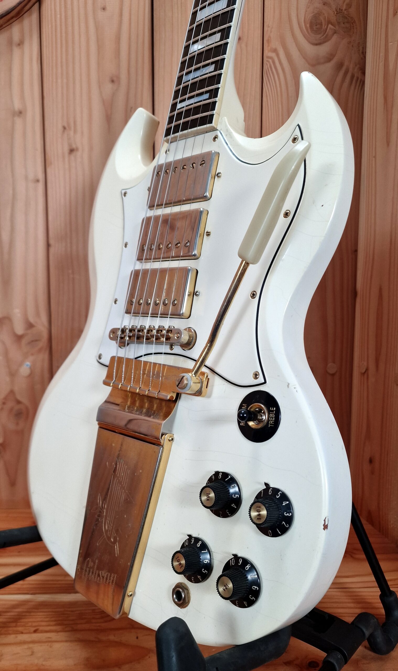 Gibson Custom Shop `67 Les Paul SG Custom 2008 Reissue Polaris White Jimi Hendrix Specs, aged – Bild 10