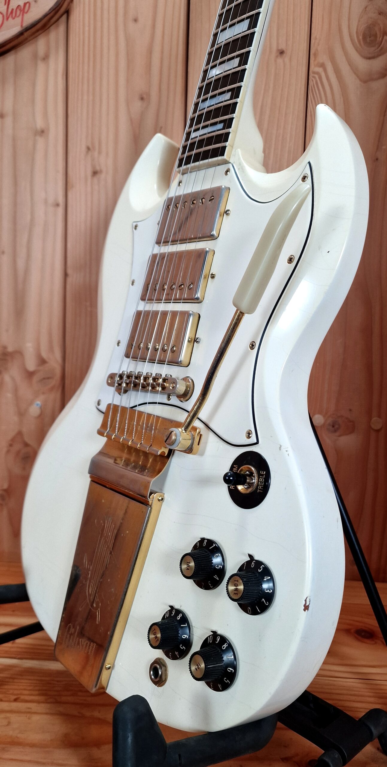 Gibson Custom Shop `67 Les Paul SG Custom 2008 Reissue Polaris White Jimi Hendrix Specs, aged – Bild 11