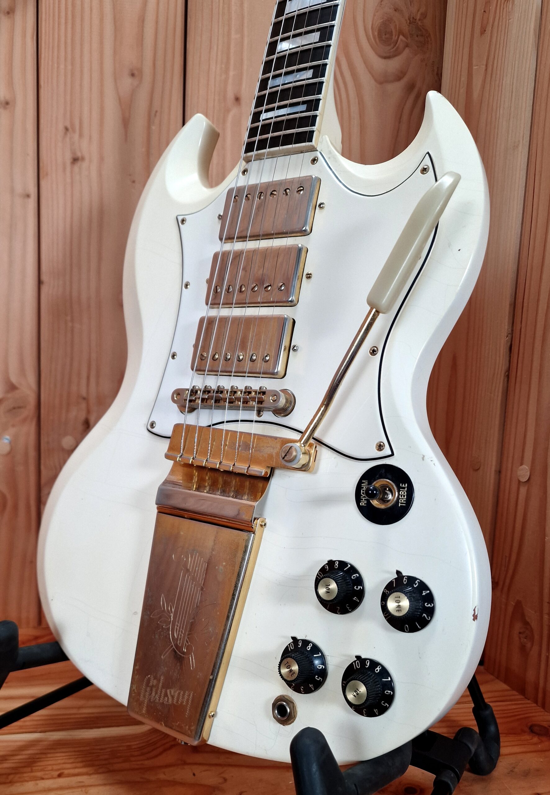 Gibson Custom Shop `67 Les Paul SG Custom 2008 Reissue Polaris White Jimi Hendrix Specs, aged – Bild 12
