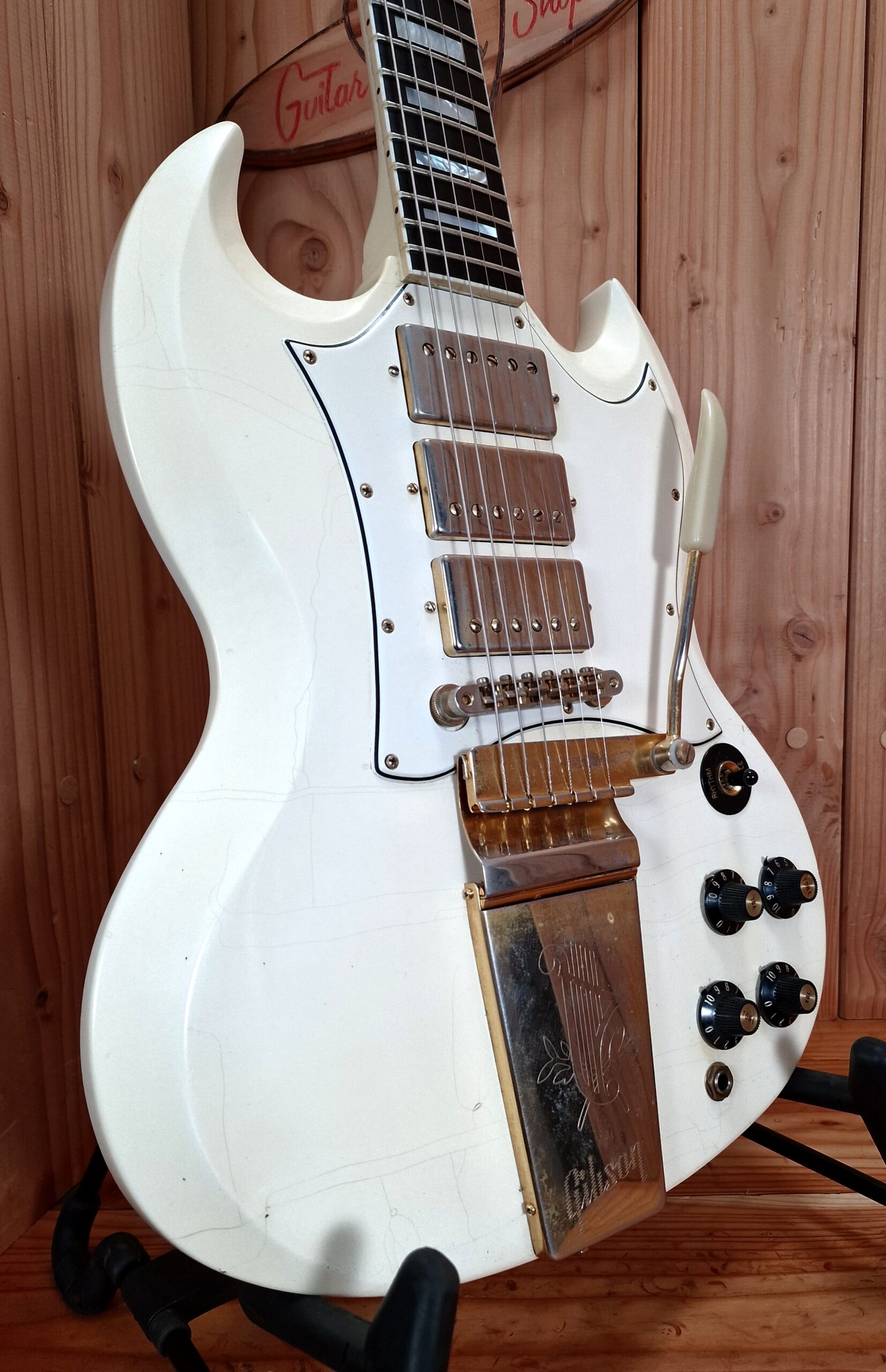 Gibson Custom Shop `67 Les Paul SG Custom 2008 Reissue Polaris White Jimi Hendrix Specs, aged – Bild 23